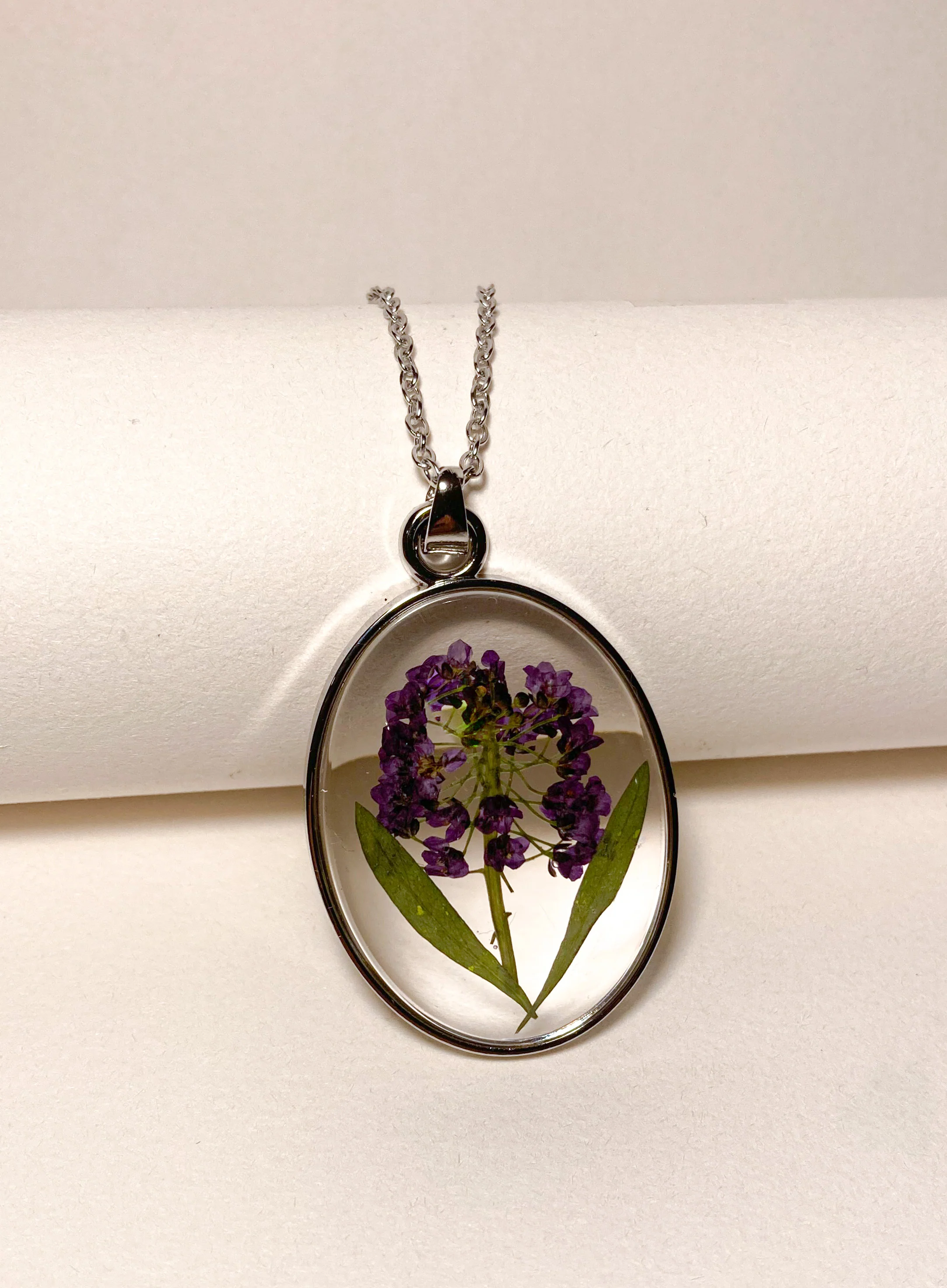 Pressed flower necklace - Purple Flower - Image 3