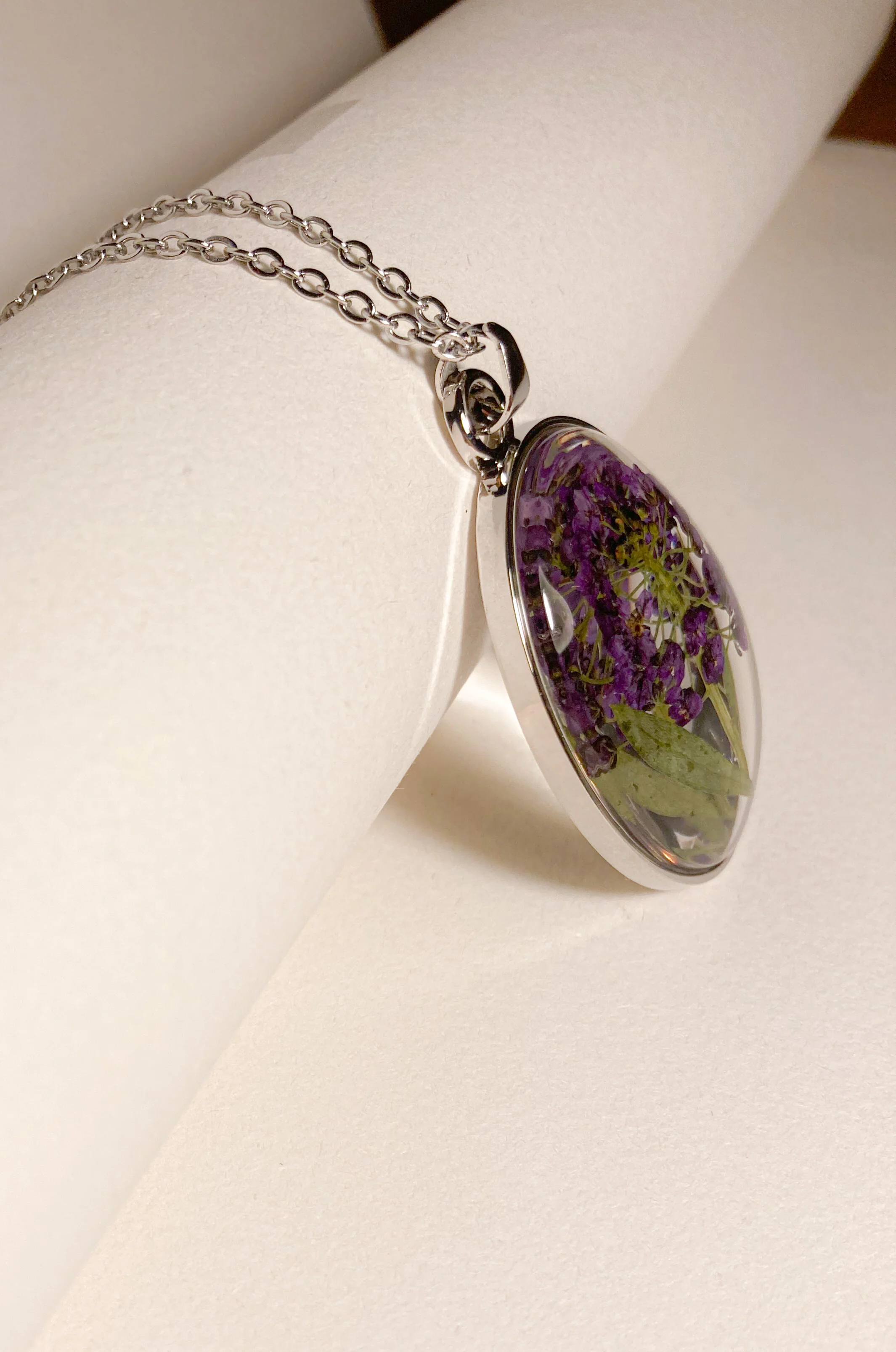 Pressed flower necklace - Purple Flower - Image 4