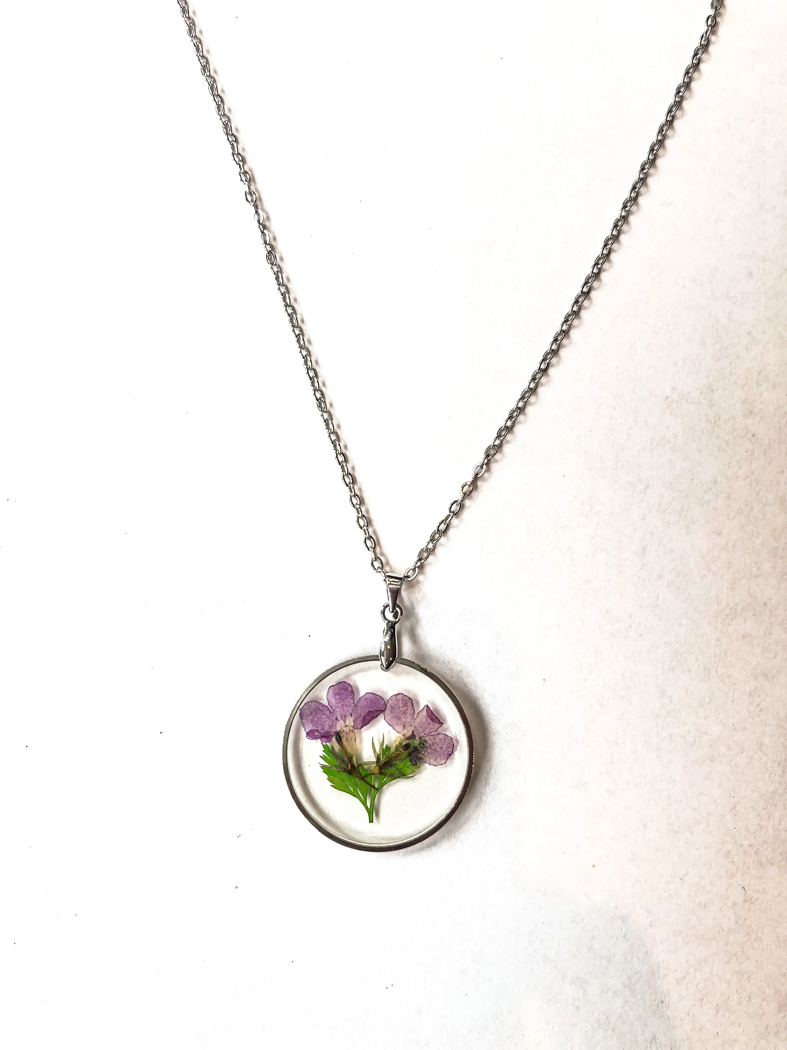 Purple Flowers Necklace | Real pressed flower necklace - Image 3